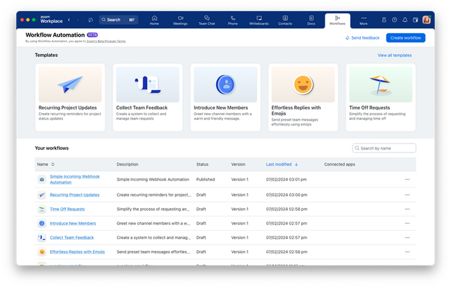 職場の業務効率を向上するコード不要のワークフロー ビルダー　Zoom Workflow Automation を発表