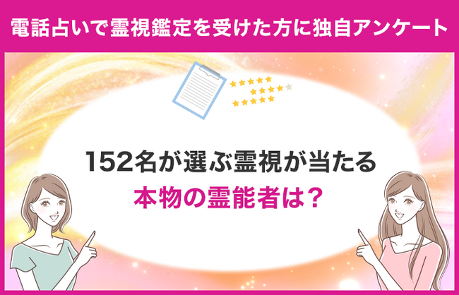 【152名が選ぶ】電話占いで霊視が当たる本物の霊能者ランキング！電話占いで霊感霊視鑑定を受けたことがある方に独自アンケート調査！