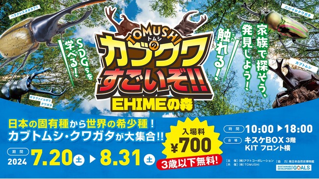 【愛媛県 松山市】この夏、世界のカブクワがキスケBOXにやってくる！！「TOMUSHIのカブクワすごいぞ　EHIMEの森」開催決定！