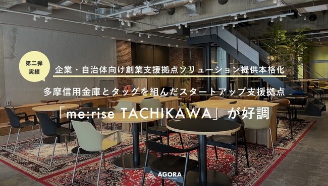 多摩信用金庫とAGORAによる創業支援拠点の利用が好調、1年半で100倍成長「me:rise立川」が利用者月間約1,600名・延べ20,000名