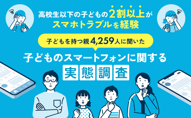 高校生以下の子どもの5人に1人がスマホトラブルを経験！子どもを持つ親4,259人に子どものスマホトラブルについてアンケートを実施