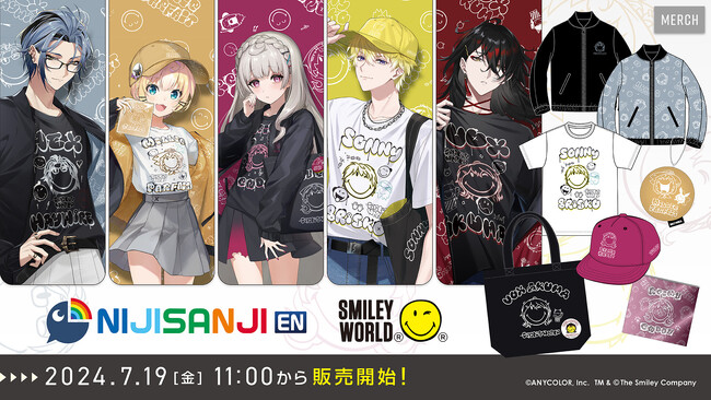 NIJISANJI EN「NIJISANJI EN × SmileyWorld」2024年7月19日(金)11時(JST)からにじストア・ENストアにて受注販売開始！