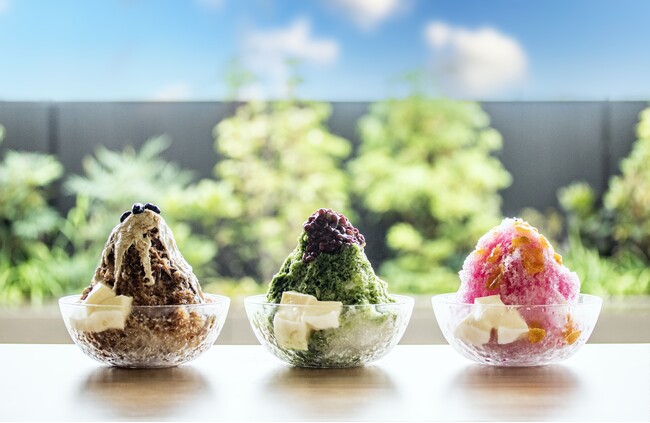 「atelier京ばあむ」はじめての夏を彩る、宇治抹茶・黒蜜・赤紫蘇　3色のかき氷を2024年7月19日（金）より、京ばあむCafeで夏季限定新発売