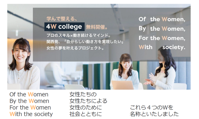 中小企業約400社と女性社員の声を基に生まれた「4Ｗ college（フォーダブカレッジ）」自分らしく働く、女性の夢を叶えるプロジェクトが今年も始動