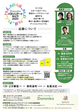 全国の障がい者を対象にしたアートコンテスト「Doronko パラリンアートカップ 2024」を開催します！
