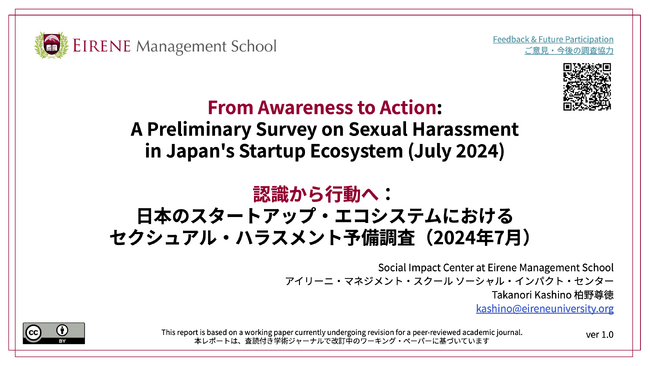 女性起業家の52%が性的ハラスメントを経験 - 日本のスタートアップ・エコシステムの構造的課題と解決の方向性：予備調査