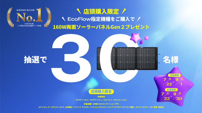 2024年度 家電量販店でEcoFlowポータブル電源販売台数No.1!記念キャンペーンを開催！