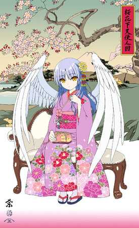『Angel Beats!』より、美麗な描き下ろしイラストを使用した「浮世絵木版画 桜花下天使之図 立華かなで」が登場！ 2024年7月29日よりカドカワストアにて、先着受注販売開始！