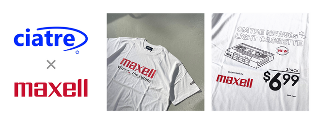 マクセルと「ciatre」がコラボレーション「maxell」ブランドロゴがTシャツ・キャップ・ゲームシャツに採用