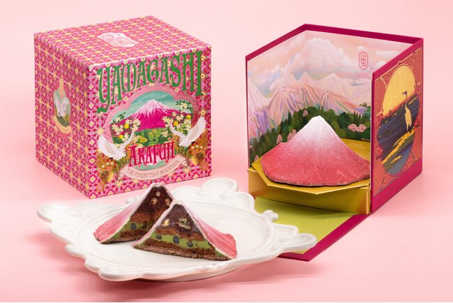“桃源郷のお菓子屋”小楽園から、紅桃色の富士山「赤富士」が新登場。オリジナルのプレートが作れるデコレーションプレートセットも開始。