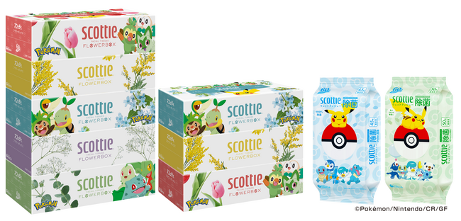 スコッティ初のポケモンデザイン！ティシューとウェットティシューを８月1日より発売