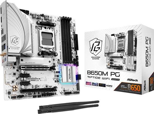 ASRockから、AMD B650 Wi-Fi6E+Bluetoothモジュールが付属したホワイトカラーのMicroATXマザーボード『B650M PG Riptide WiFi White』発売
