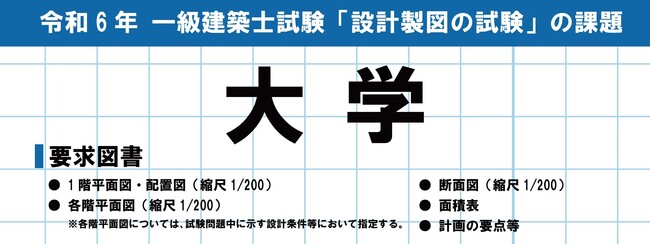 【令和6年度 1級建築士試験】設計製図試験の課題「大学」 No.1指導校の分析大公開！学科試験当日は解答速報『即日採点サービス』実施！ 【総合資格学院】