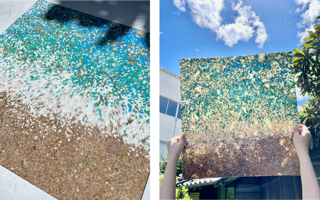 廃プラスチック再生事業を行うRepriseと神奈川県・藤沢のチーズスイーツショップ bon bon bons.がコラボ　江ノ島エリアの廃プラを再利用したカウンターシートを制作