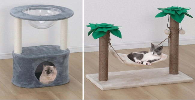 魅惑のクリアボウルで肉球観察！ヤシの木とハンモックで南国気分♪コメリのオリジナルブランド「Pet ami」から「キャットコンド」に夏の新作が登場