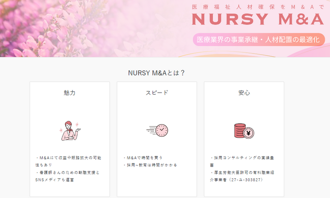 日本の看護師不足問題解消に取り組む株式会社NURSYが、医療・介護業界特化型M&A事業を開始