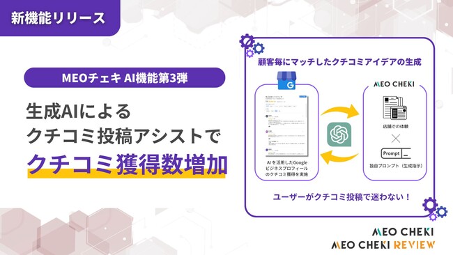 MEOチェキ、生成AIを活用した『AIクチコミ促進機能』を開発