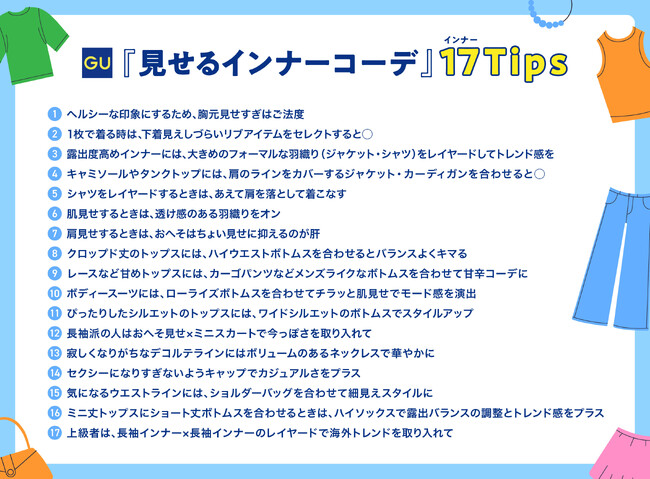 話題のトレンド『見せるインナーコーデ』“あり派”は85%以上！挑戦できない人・お悩みを抱える人たちにジーユーが新提案400人の声をもとにした『見せるインナーコーデ』着こなしTipsを公開