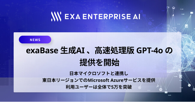 exaBase 生成AI、高速処理版GPT-4oの提供を開始