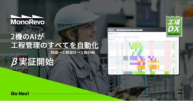 2機のAIが協業し受注製造業の工程設計から工程計画まで全フローを自動化するアプリのβ実証を開始 - 工場DXの”ものレボ株式会社”
