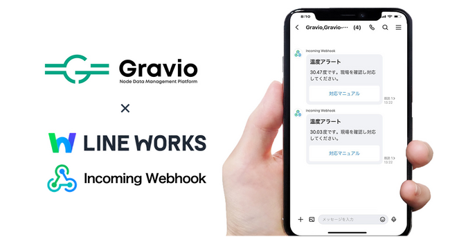LINE WORKSの「Incoming Webhookアプリ」が「Gravio」と連携開始