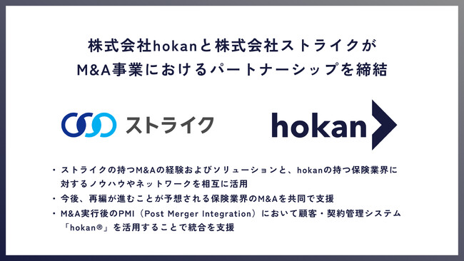 株式会社hokanと株式会社ストライクがM&A事業におけるパートナーシップを締結