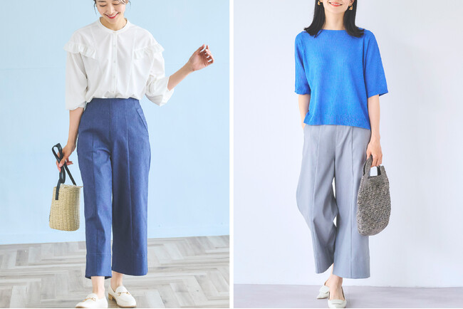 デニムライクで色落ちしにくく、美シルエット&ラクなはき心地で、大人スタイルにぴったりな「デニムライクワイドパンツ」に新色が登場し8月2日(金)に発売します。
