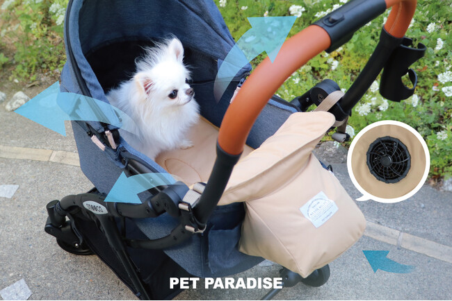 【ペットの長い夏対策】　　猛暑日のペットとのお出かけを快適サポート！「ペットパラダイス・ペットカートクーラー」が人気
