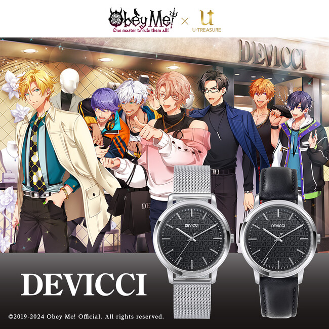 【Obey Me!】「DEVICCI」腕時計。裏蓋が７兄弟のモチーフから選べるデザイン。ゲーム内に登場する魔界で有名なファッションブランド「DEVICCI」商品化　第二弾