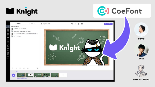 CoeFont、アニメ動画生成AIツール「Kn1ght (ナイト)」と連携開始