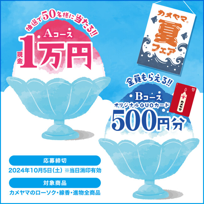 現金1万円が当たる!2024年カメヤマ夏フェアキャンペーン実施中!