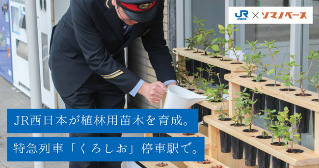 JR西日本が植林用苗木を育成。特急列車「くろしお」停車駅で。