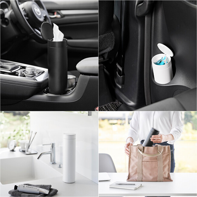 車内で使える蓋付きのティッシュ・ゴミ箱や、キッチンで使う水切りネット用の収納ホルダーなど、新商品発売しました。