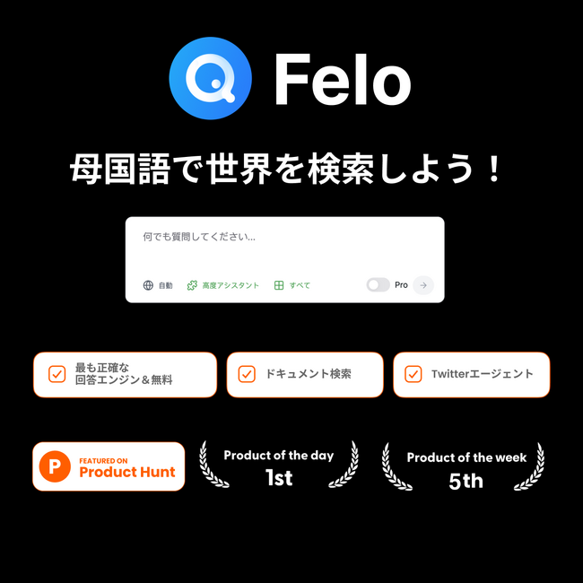 多言語に対応する革新的AI回答エンジン「Felo」、Product Huntで初日首位を獲得