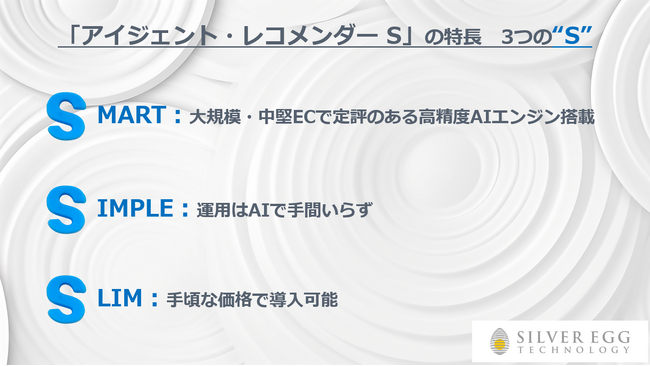 シルバーエッグ・テクノロジー、高性能かつ手頃な価格の新レコメンドサービス「アイジェント・レコメンダー S」を発表