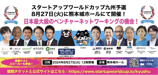『スタートアップワールドカップ2024九州予選』　豪華スペシャルゲストと審査員の登壇が決定！くまモンも応援に駆けつけます！