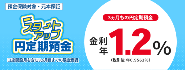 新規のお客さま向け「スタートアップ円定期預金」の金利改定および「ウェルカムプログラム」のリニューアルのお知らせ