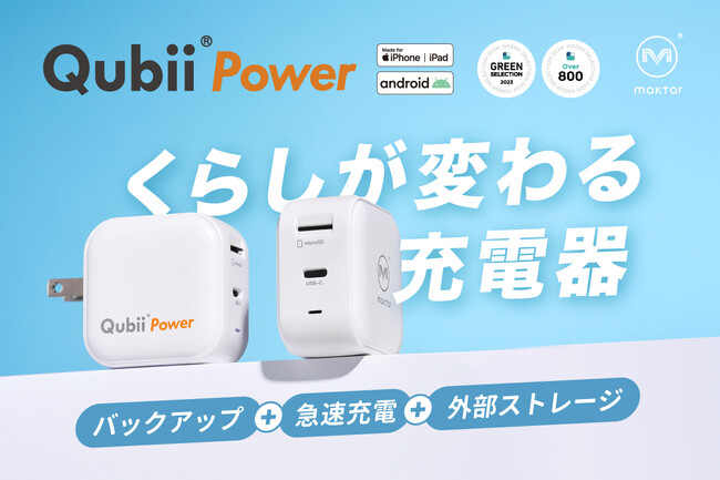 スマホの写真や動画をバックアップできる充電器「Qubii Power」、kibidangoとGREEN FUNDINGにてクラウドファンディングを共同開催！