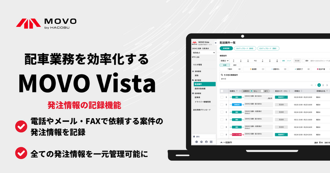 Hacobuの「MOVO Vista」、発注情報の記録機能を実装。電話やメール・FAXを用いた取引も一元管理