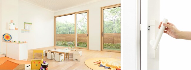 自然素材の国産桧を使用した木製窓と窓の重量化に対応した開閉サポート部品が「第18回キッズデザイン賞」を受賞