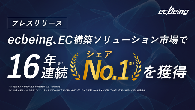 ecbeing、EC構築ソリューション市場で16年連続シェアNo.1を獲得