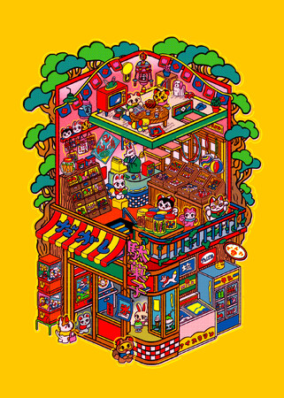 【京都 蔦屋書店】「ネオレトロポップ」な作風のイラストレーター中村杏子のイラスト集『ノスタルジック来福』発売を記念し、8月24日（土）より原画展を開催。