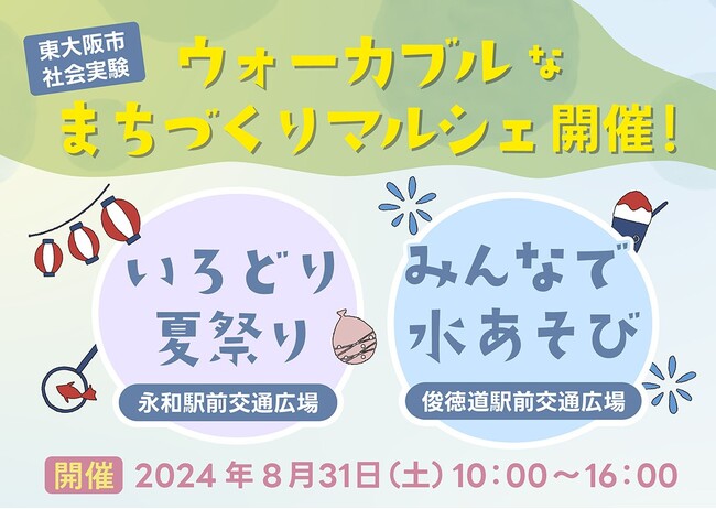 【中止】駅中心にまちのにぎわい創出東大阪市社会実験『ウォーカブルなまちづくりマルシェ』を実施