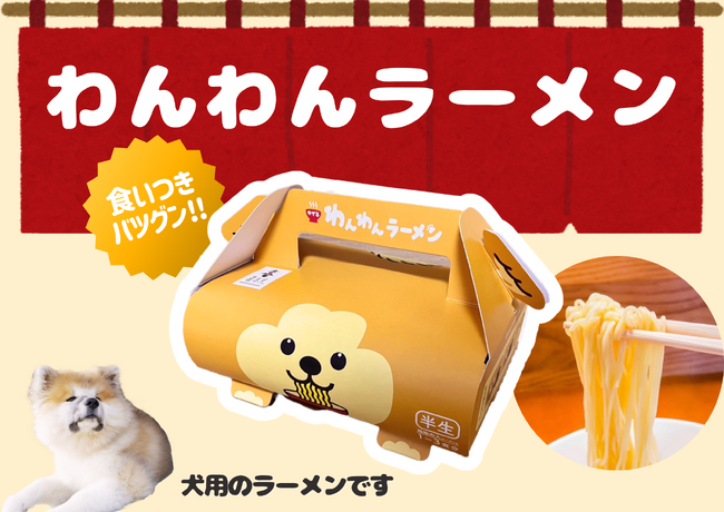 秋田犬パッケージの犬用ラーメンがマルイオンラインで発売中！ 秋田犬で地方創生に取り組む・メタ秋田、喜多方ラーメンの老舗・河京、紙パッケージのプロ・岩㟢紙器が共同で制作