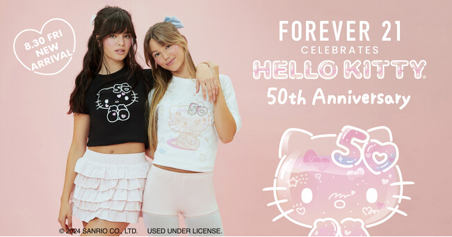 「ハローキティ50周年」×「FOREVER 21」本国のコラボレーションアイテムを8月30日（金）に販売開始！