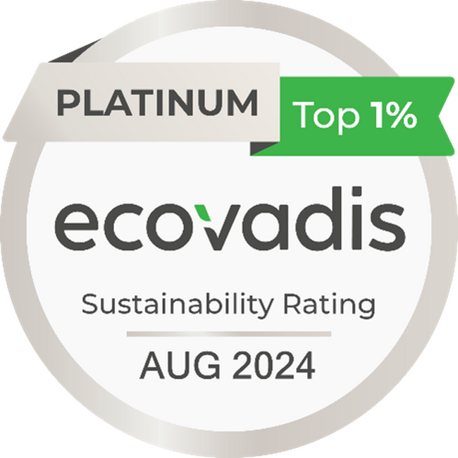 国際的なサステナビリティ評価機関EcoVadis社の調査で世界トップ１％にあたる最高ランク「プラチナ」を3年連続で獲得