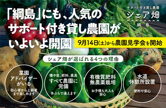 テレビで話題の貸し農園「シェア畑」新綱島駅から5分の利便性抜群の立地に10月からOPEN