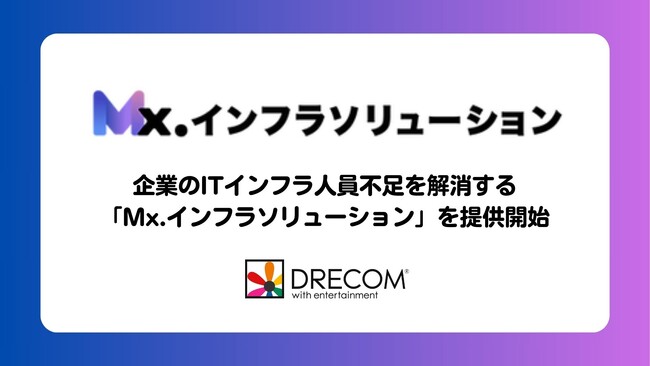 株式会社ドリコムが、企業のインフラ人員不足を解消する「Mx.インフラソリューション」を提供開始