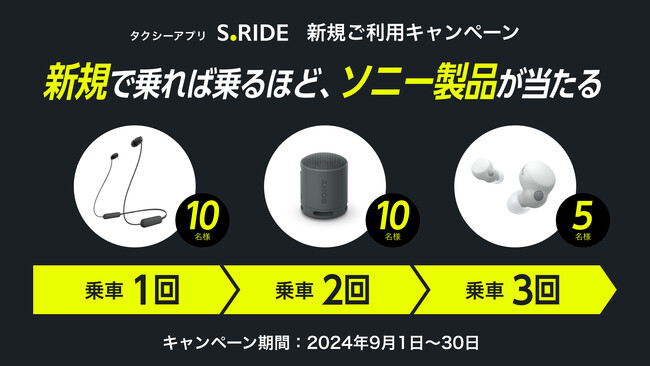 タクシーアプリ「S.RIDE(R)」新規ご利用のプレゼントキャンペーンを実施