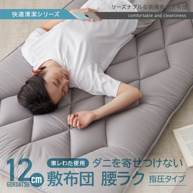 【東レ×AQUA】高機能綿ダニゲル(R)とAQUA独自の4層構造で「腰ラク＆快適清潔」な敷き布団を開発。シングル5,980円から販売します。